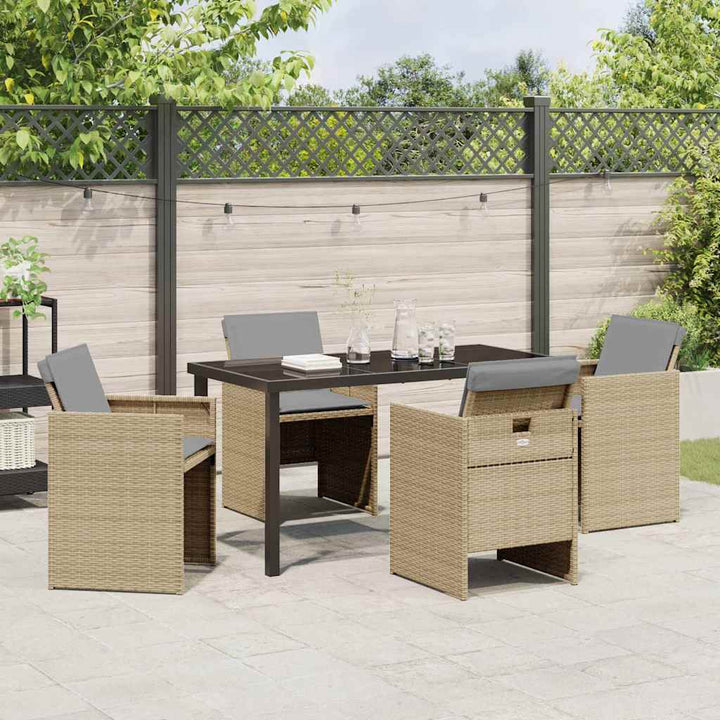 Have Spisebordssæt med pude 5 pcs Beige polyrattan
