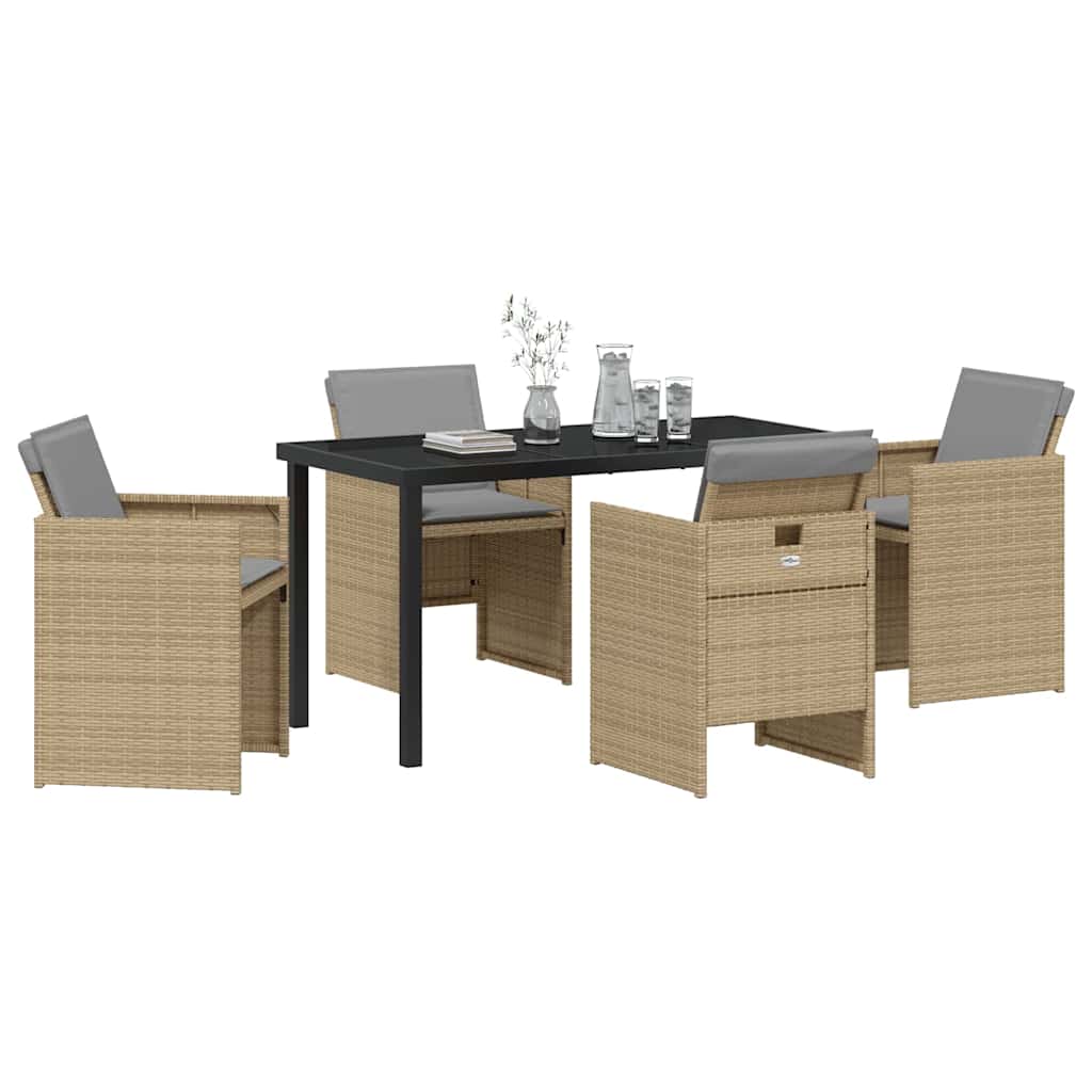 Have Spisebordssæt med pude 5 pcs Beige polyrattan