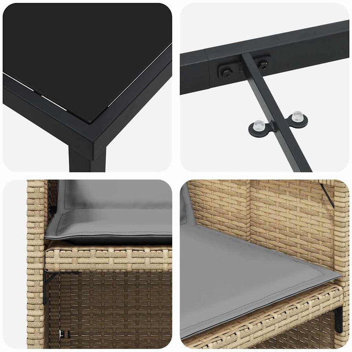 Have Spisebordssæt med pude 9 pcs Beige polyrattan