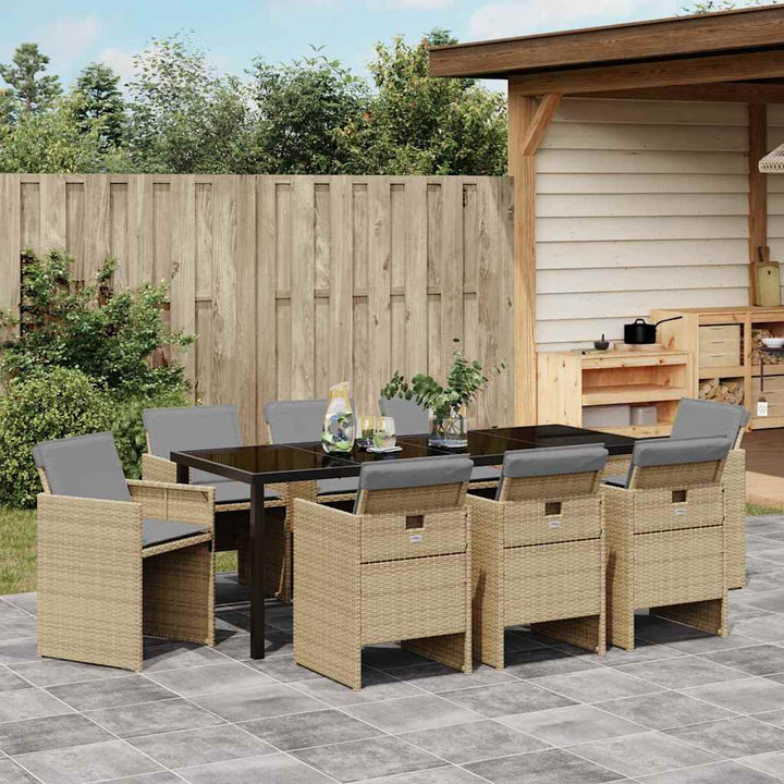 Have Spisebordssæt med pude 9 pcs Beige polyrattan