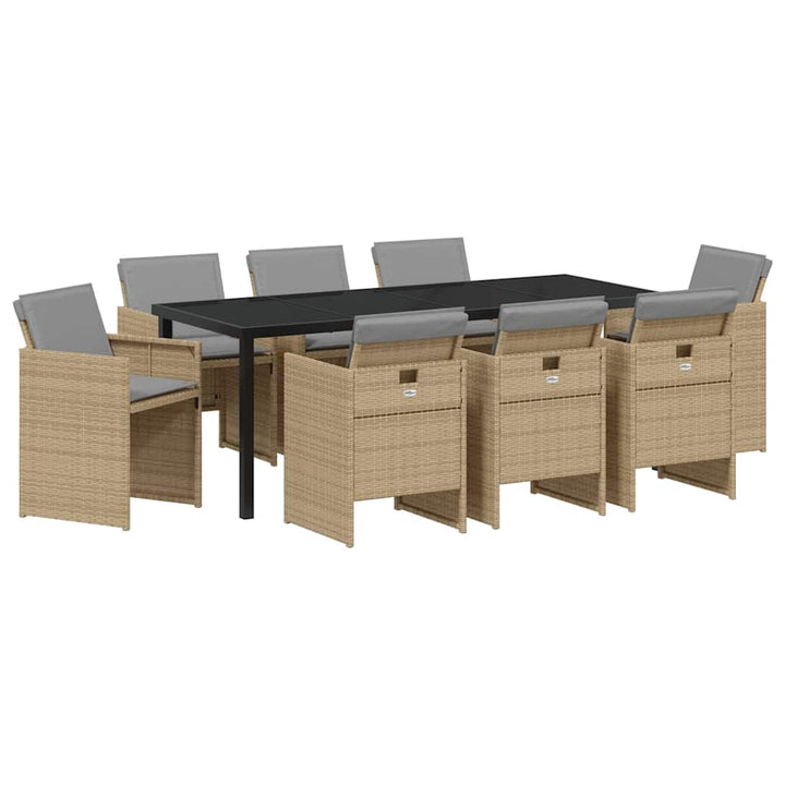 Have Spisebordssæt med pude 9 pcs Beige polyrattan