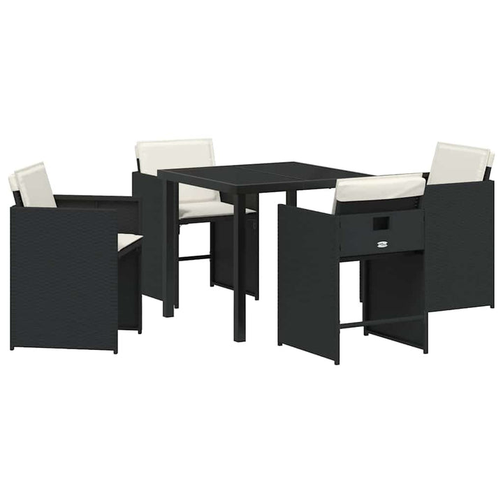Have Spisebordssæt med pude 5 pcs Sort polyrattan