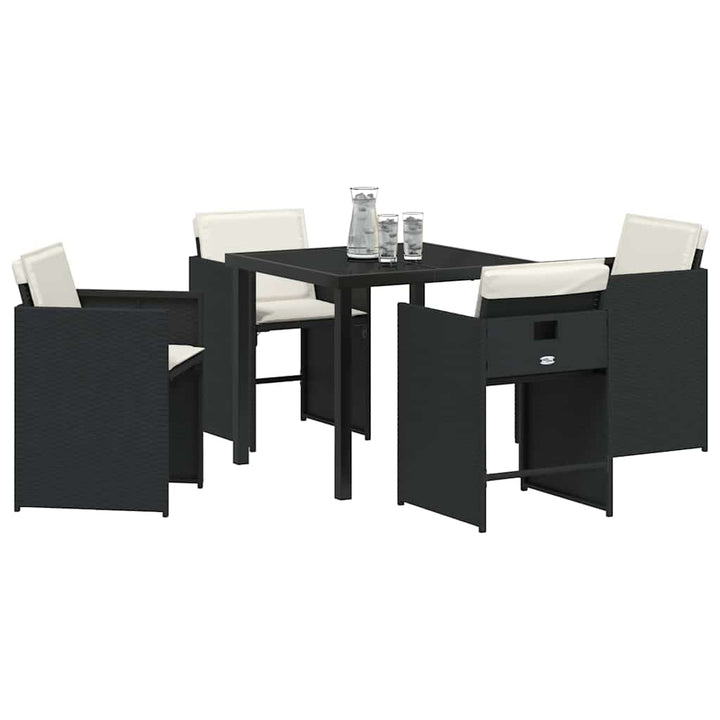 Have Spisebordssæt med pude 5 pcs Sort polyrattan