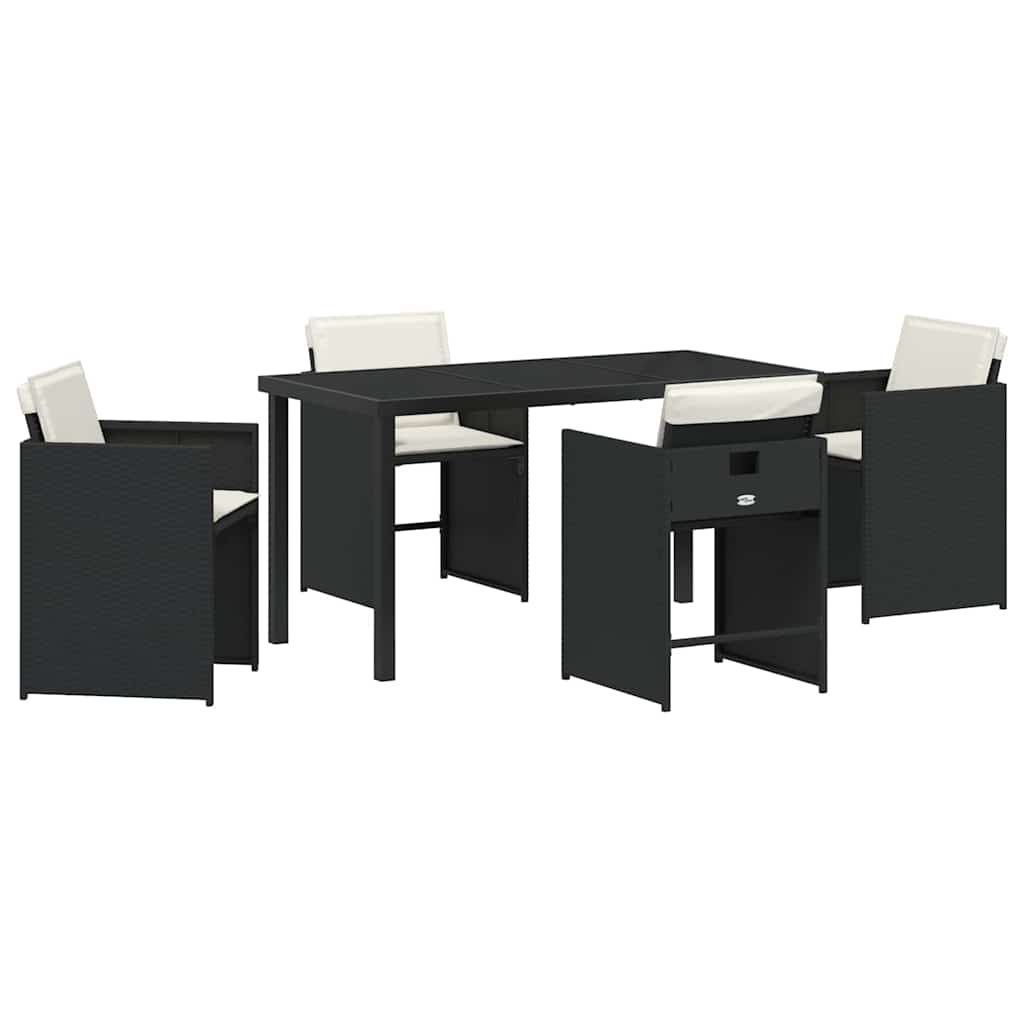Have Spisebordssæt med pude 5 pcs Sort polyrattan