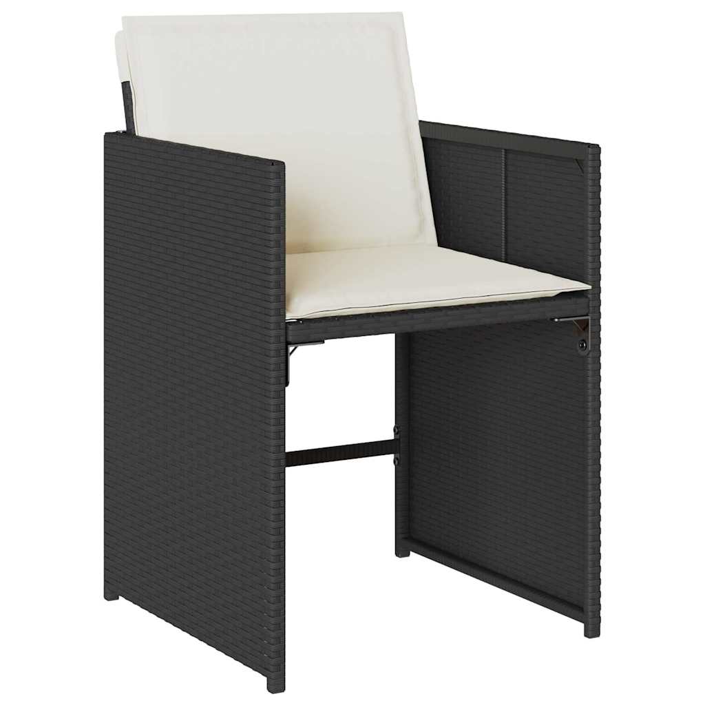 Have Spisebordssæt med pude 5 pcs Sort polyrattan