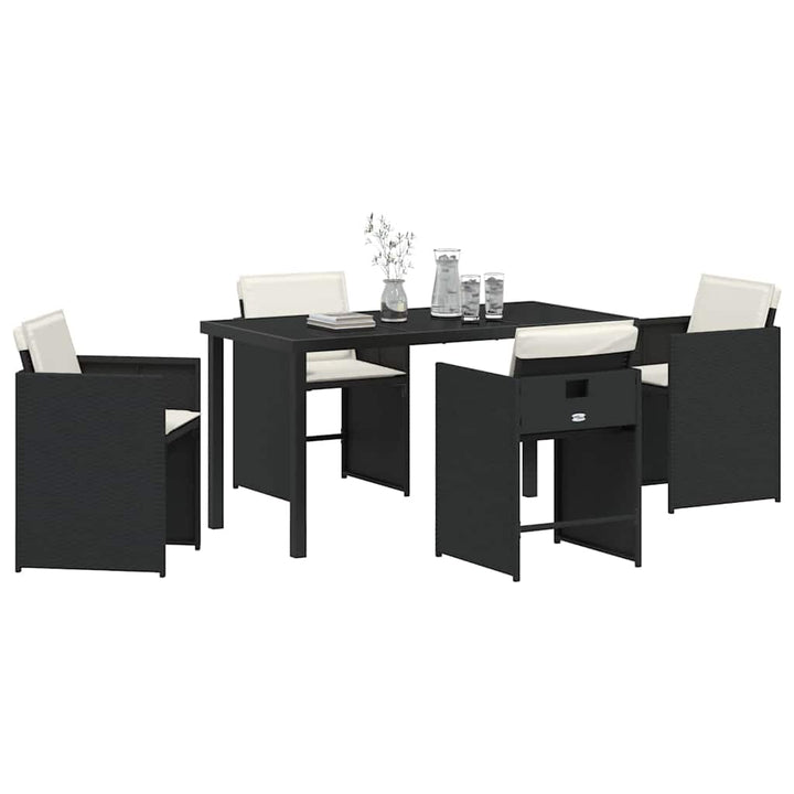 Have Spisebordssæt med pude 5 pcs Sort polyrattan