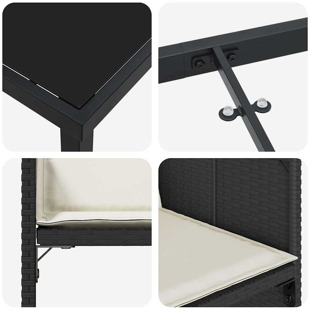 Have Spisebordssæt med pude 5 pcs Sort polyrattan