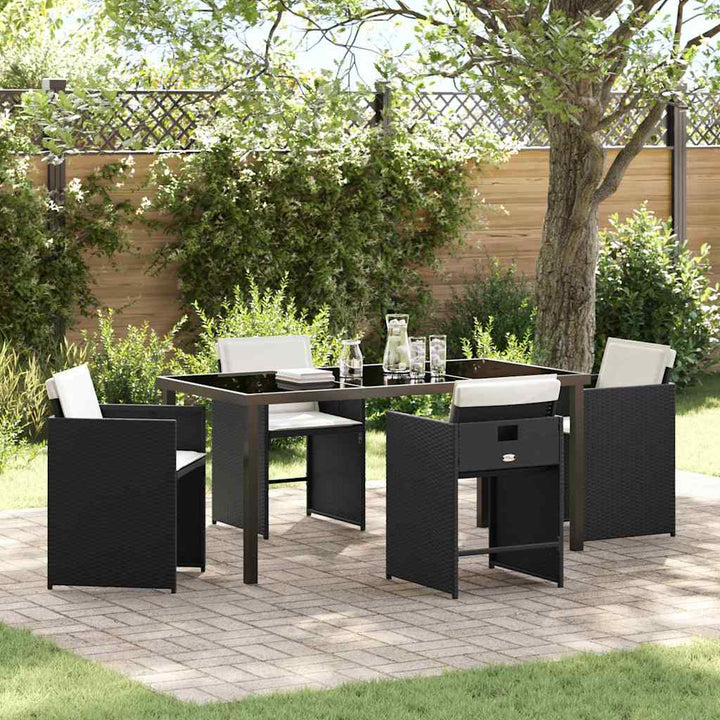 Have Spisebordssæt med pude 5 pcs Sort polyrattan