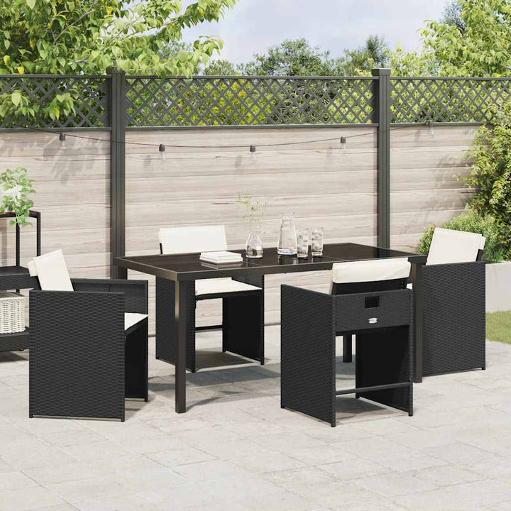 Have Spisebordssæt med pude 5 pcs Sort polyrattan