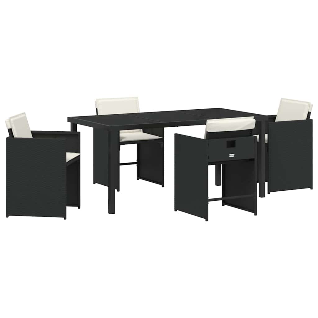 Have Spisebordssæt med pude 5 pcs Sort polyrattan