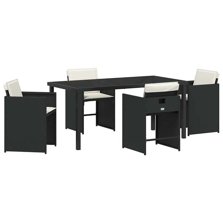 Have Spisebordssæt med pude 5 pcs Sort polyrattan