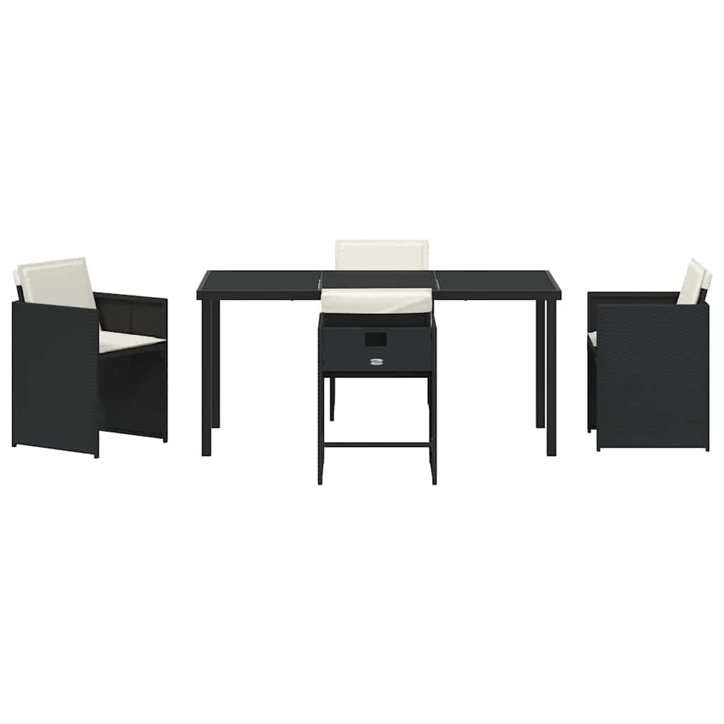 Have Spisebordssæt med pude 5 pcs Sort polyrattan