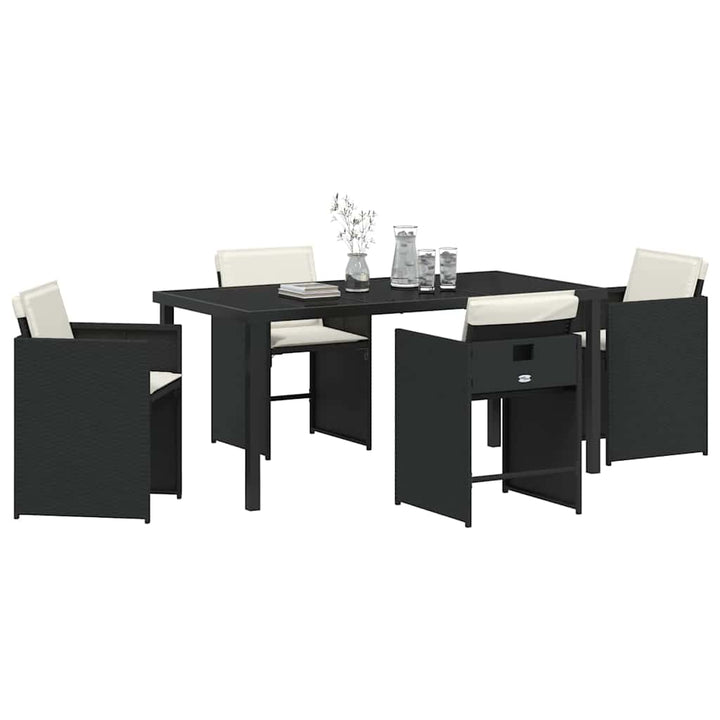 Have Spisebordssæt med pude 5 pcs Sort polyrattan