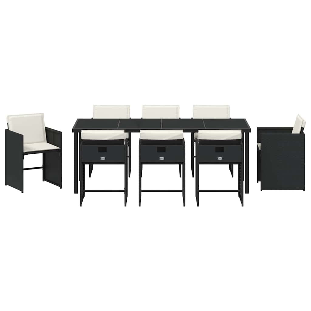 Have Spisebordssæt med pude 9 pcs Sort polyrattan