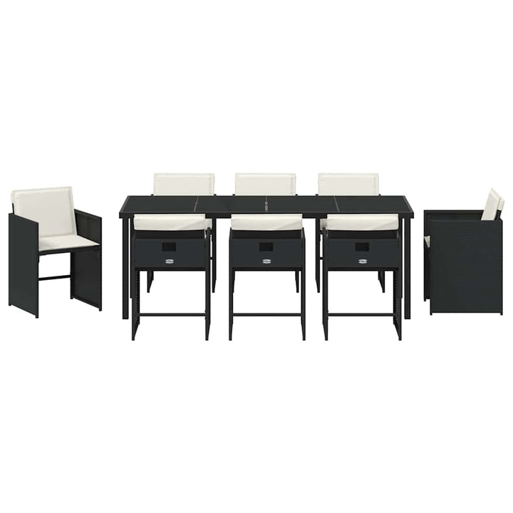 Have Spisebordssæt med pude 9 pcs Sort polyrattan