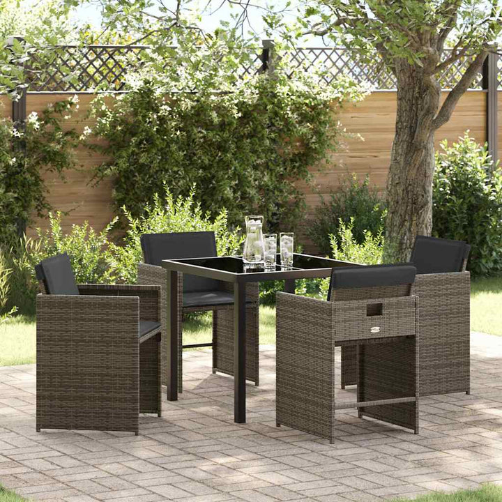 Have Spisebordssæt med pude 5 pcs Grå polyrattan