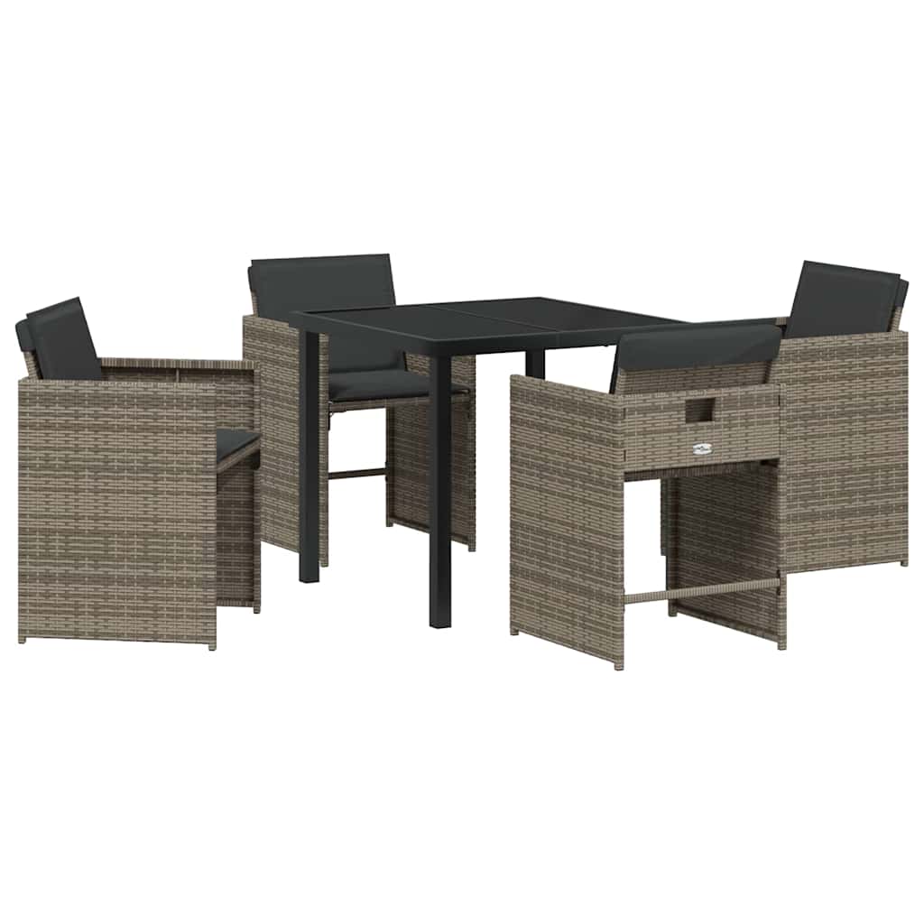 Have Spisebordssæt med pude 5 pcs Grå polyrattan