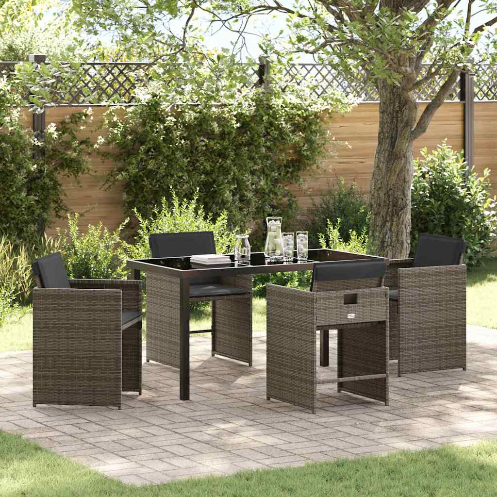 Have Spisebordssæt med pude 5 pcs Grå polyrattan