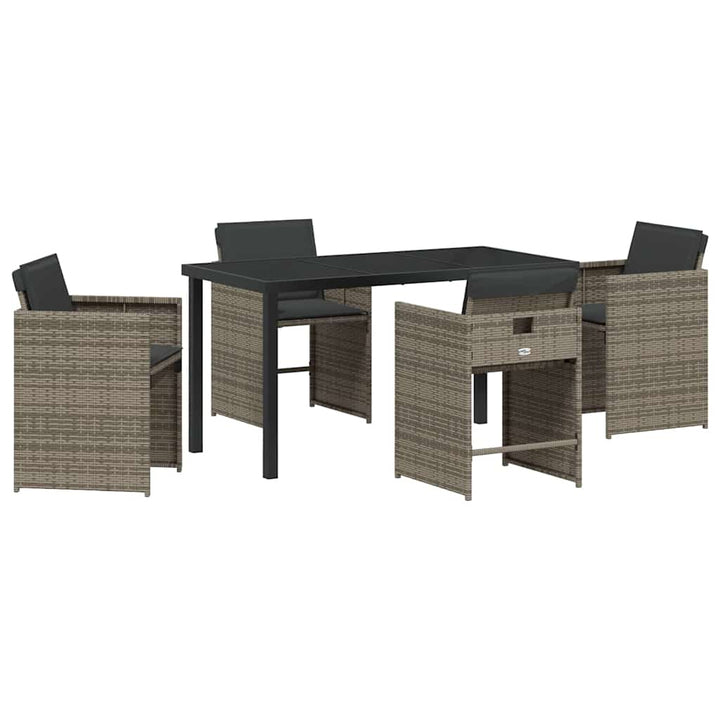 Have Spisebordssæt med pude 5 pcs Grå polyrattan