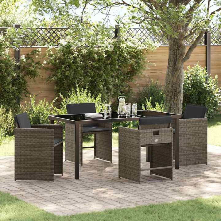 Have Spisebordssæt med pude 5 pcs Grå polyrattan