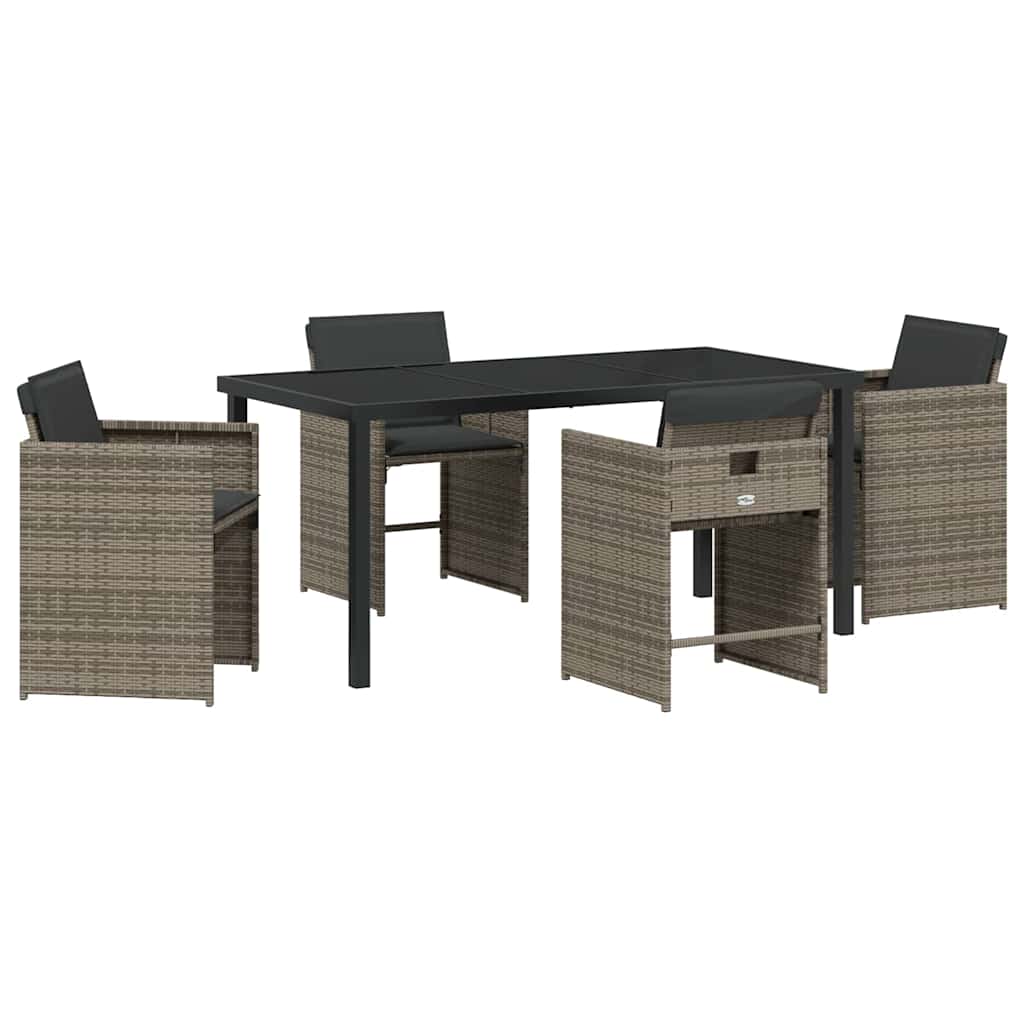 Have Spisebordssæt med pude 5 pcs Grå polyrattan