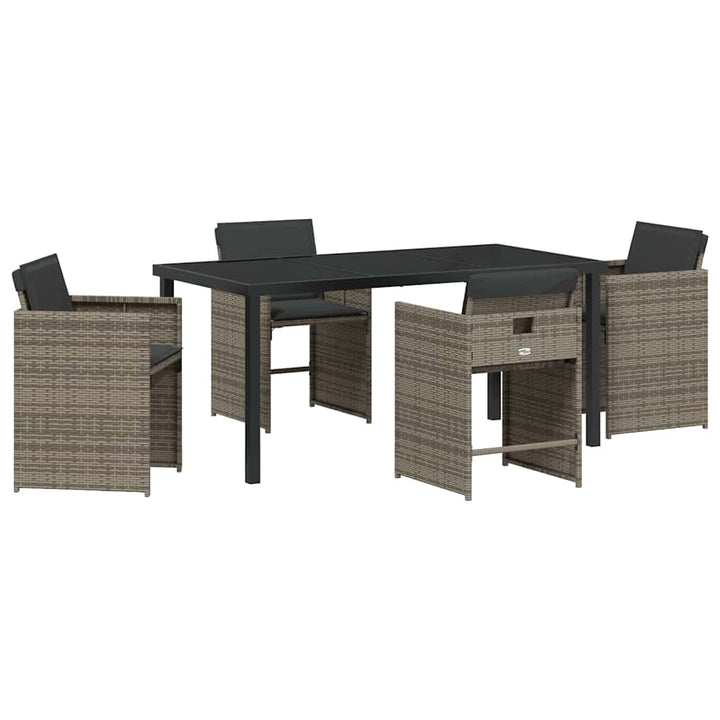 Have Spisebordssæt med pude 5 pcs Grå polyrattan