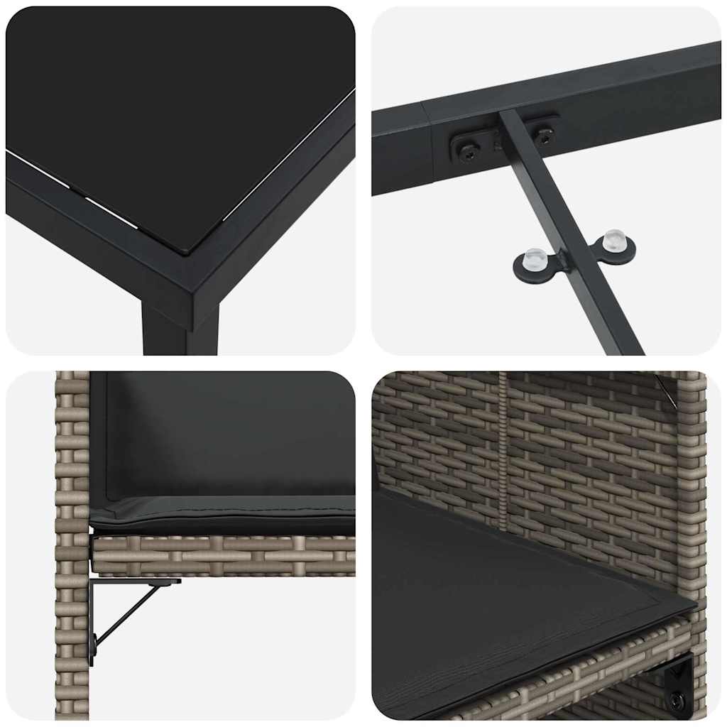 Have Spisebordssæt med pude 9 pcs Grå polyrattan
