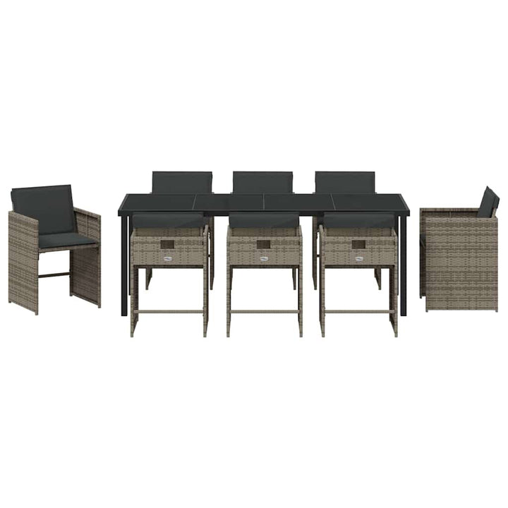Have Spisebordssæt med pude 9 pcs Grå polyrattan