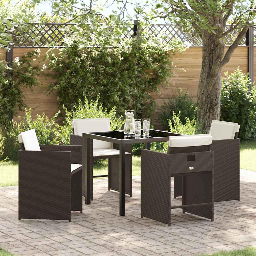 Have Spisebordssæt med pude 5 pcs Brun polyrattan