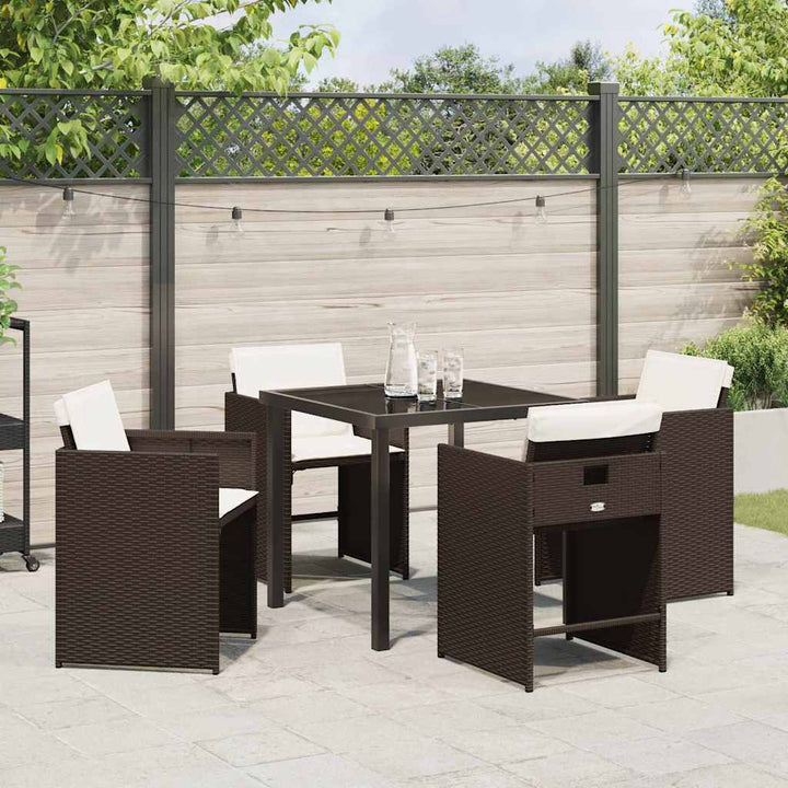 Have Spisebordssæt med pude 5 pcs Brun polyrattan