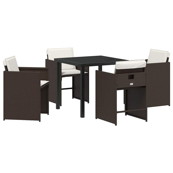 Have Spisebordssæt med pude 5 pcs Brun polyrattan