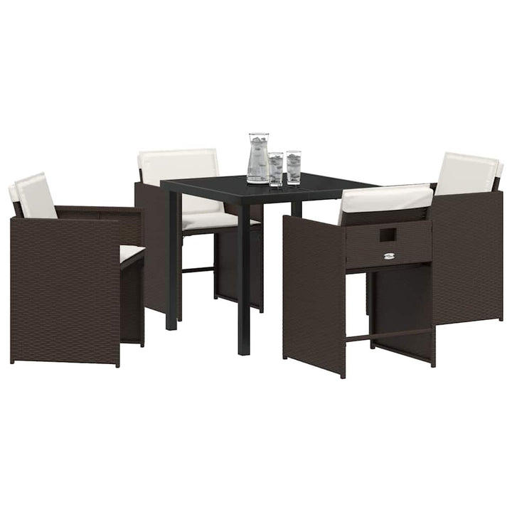 Have Spisebordssæt med pude 5 pcs Brun polyrattan