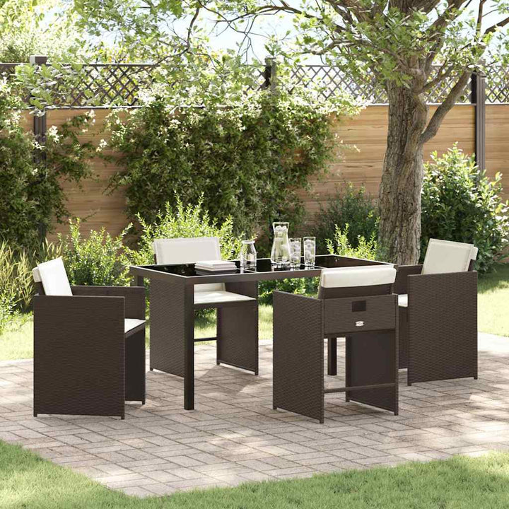 Have Spisebordssæt med pude 5 pcs Brun polyrattan