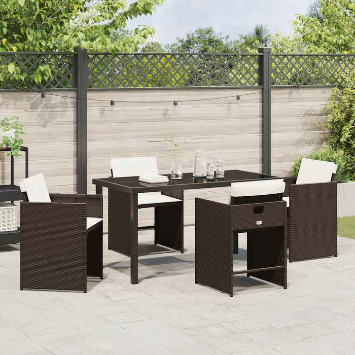 Have Spisebordssæt med pude 5 pcs Brun polyrattan