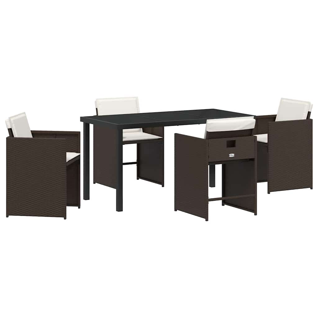 Have Spisebordssæt med pude 5 pcs Brun polyrattan