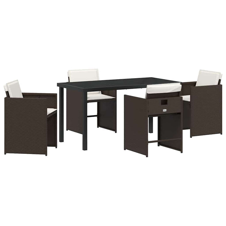 Have Spisebordssæt med pude 5 pcs Brun polyrattan
