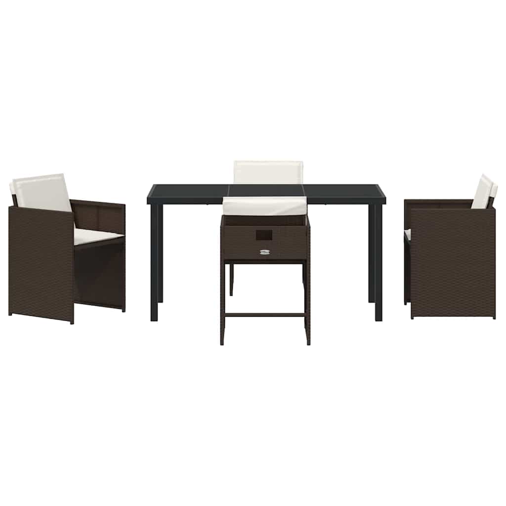 Have Spisebordssæt med pude 5 pcs Brun polyrattan