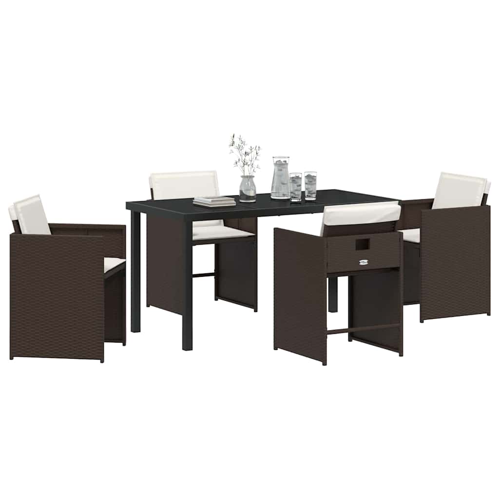 Have Spisebordssæt med pude 5 pcs Brun polyrattan