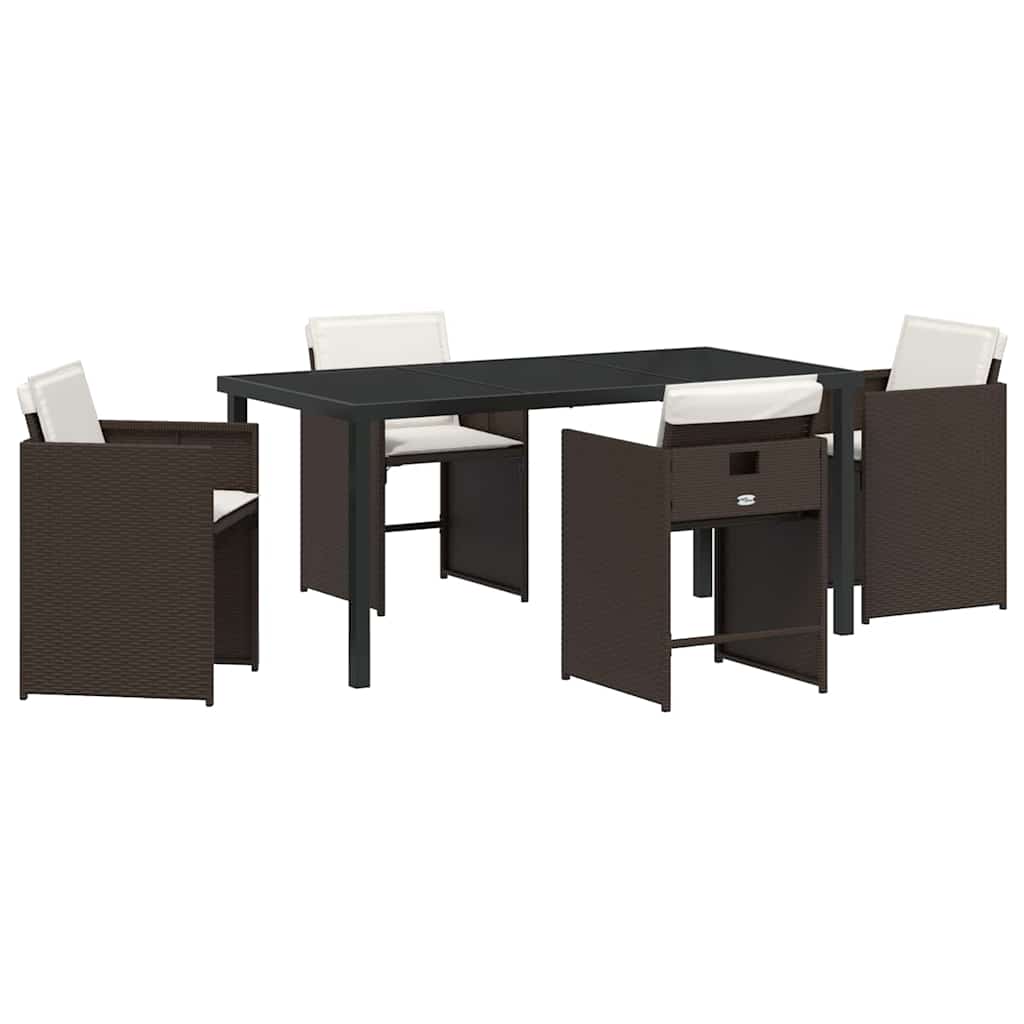Have Spisebordssæt med pude 5 pcs Brun polyrattan