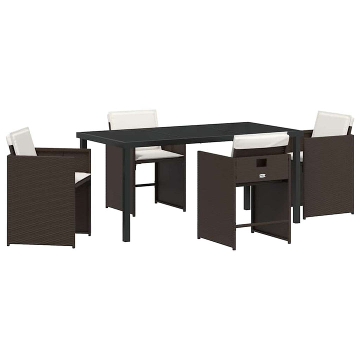 Have Spisebordssæt med pude 5 pcs Brun polyrattan