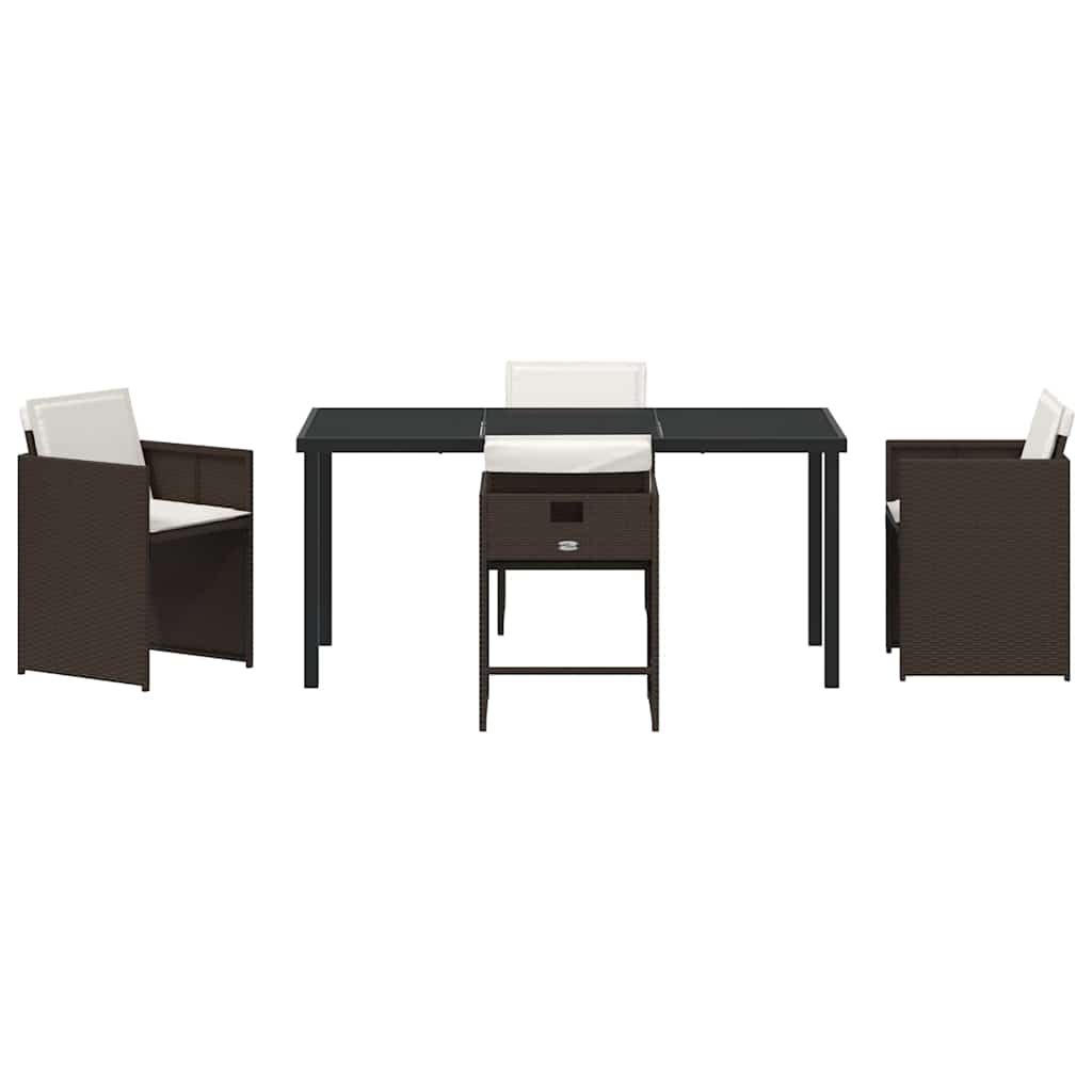 Have Spisebordssæt med pude 5 pcs Brun polyrattan