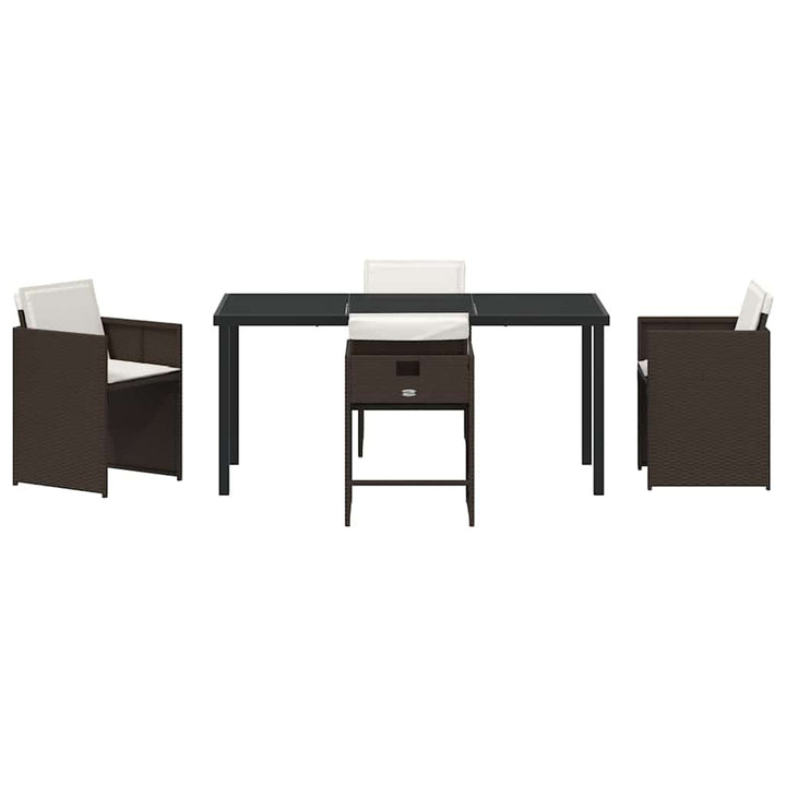 Have Spisebordssæt med pude 5 pcs Brun polyrattan