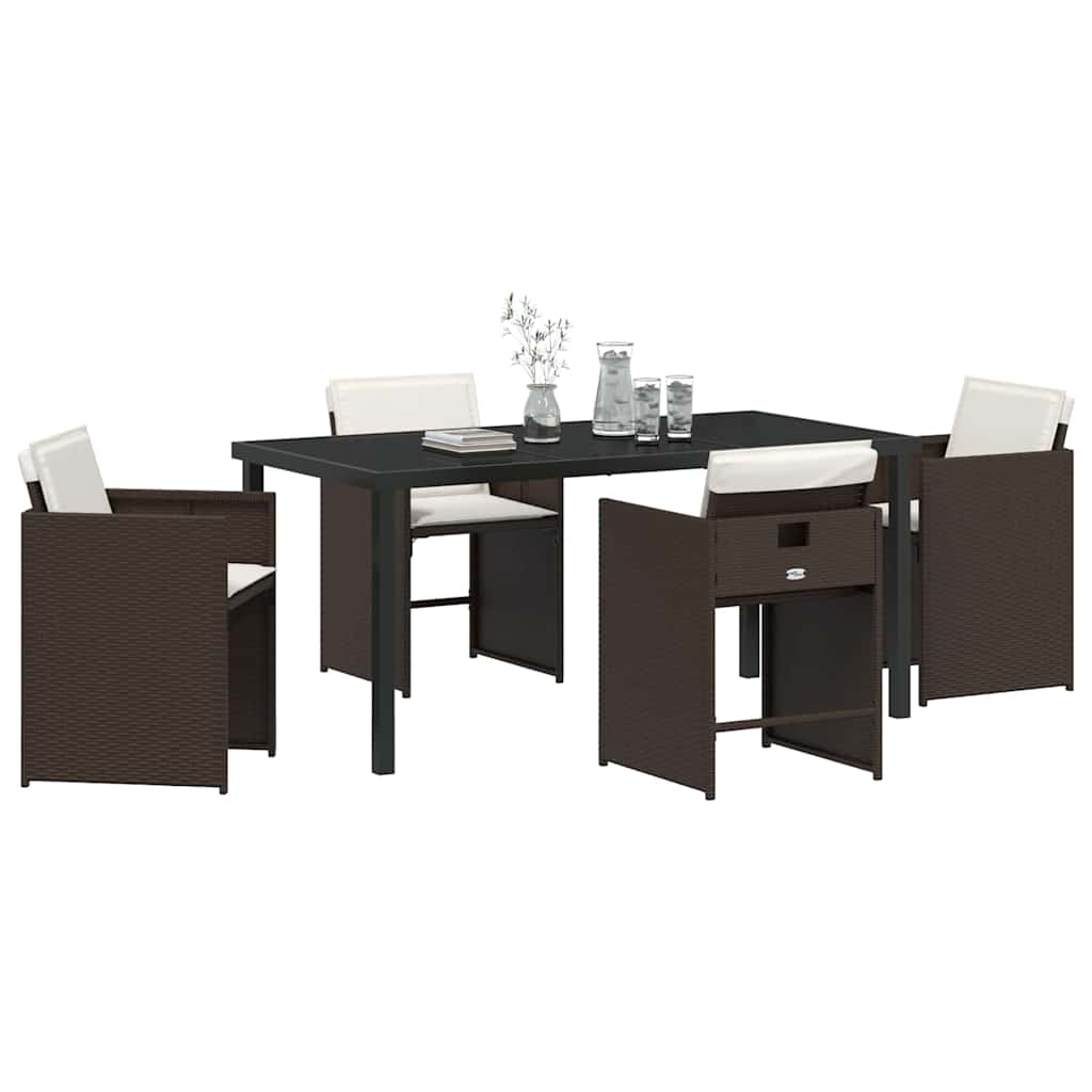 Have Spisebordssæt med pude 5 pcs Brun polyrattan