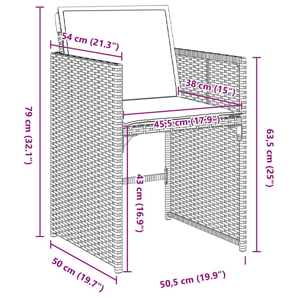 Have Spisebordssæt med pude 5 pcs Brun polyrattan