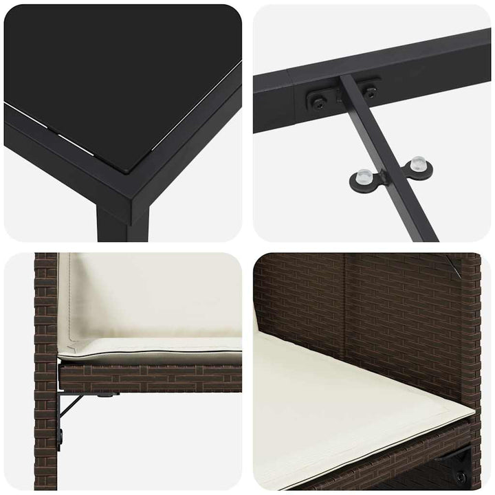Have Spisebordssæt med pude 9 pcs Brun polyrattan