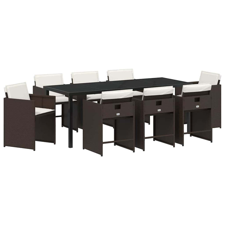 Have Spisebordssæt med pude 9 pcs Brun polyrattan