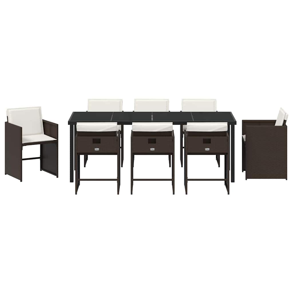 Have Spisebordssæt med pude 9 pcs Brun polyrattan