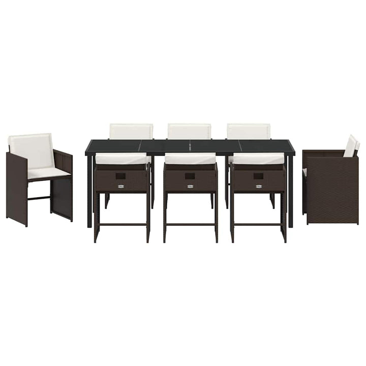 Have Spisebordssæt med pude 9 pcs Brun polyrattan