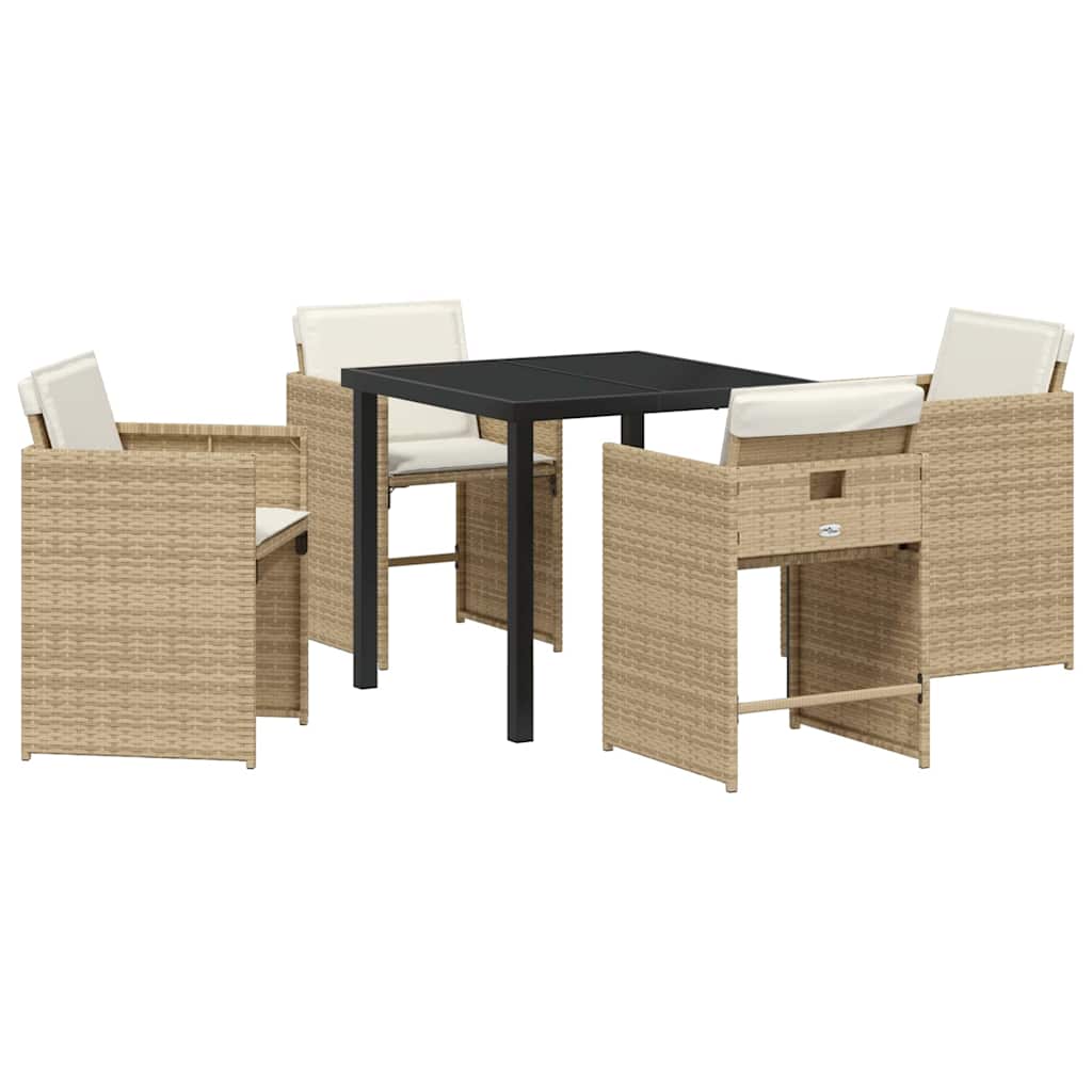 Have Spisebordssæt med pude 5 pcs Beige polyrattan
