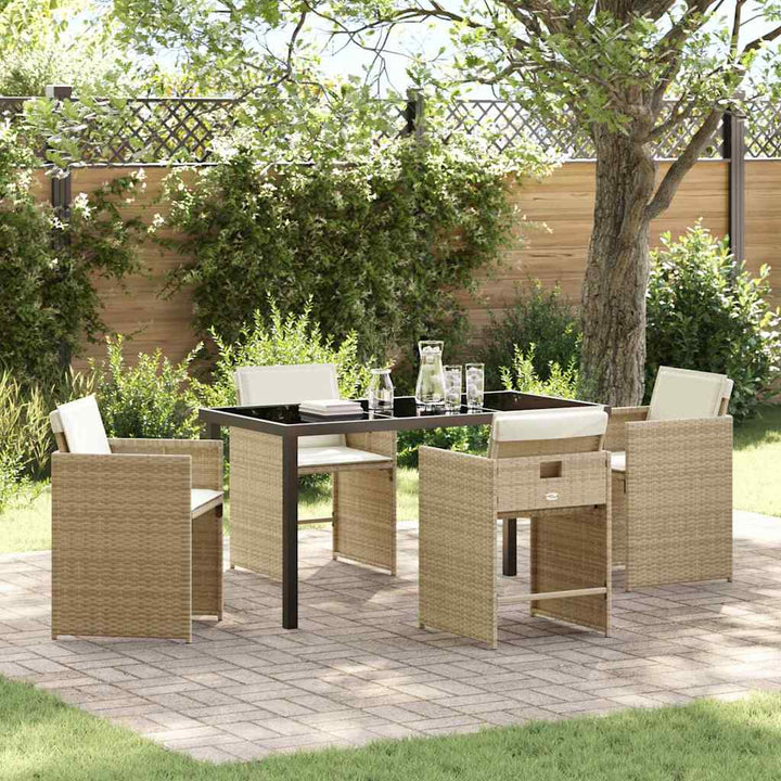 Have Spisebordssæt med pude 5 pcs Beige polyrattan